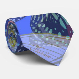 Cravate Chic Gold Butterfly Bleu Yellow Motif