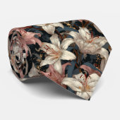Cravate Chic Groomsmen Lilies Flower (Roulé)