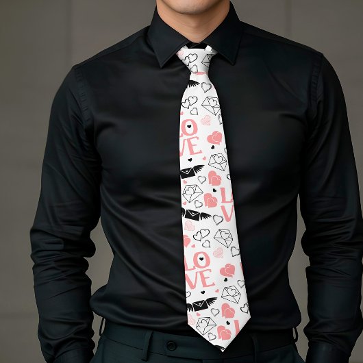 Cravate Chic Love Lettering Hand Drawn Heart Tie