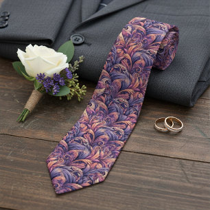 Cravate Chic Mauve Taupe Rose Violet Pourpre Paisley Art