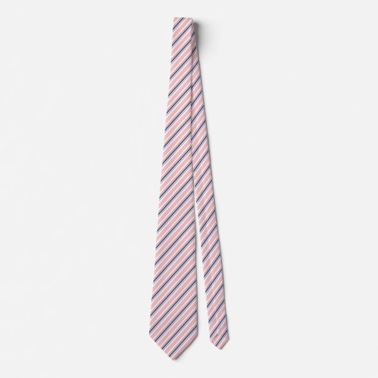 Cravate Chic Navy Blue Light Blush Pink Stripes Pattern (Devant)