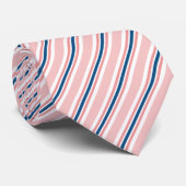 Cravate Chic Navy Blue Light Blush Pink Stripes Pattern (Roulé)