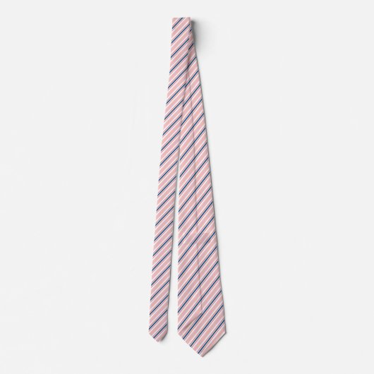 Cravate Chic Navy Blue Light Blush Pink Stripes Pattern (Dos)