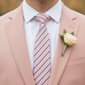 Cravate Chic Navy Blue Light Blush Pink Stripes Pattern