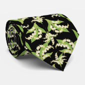 Cravate Chic Necktie : Lys of the Valley sur Black (Roulé)