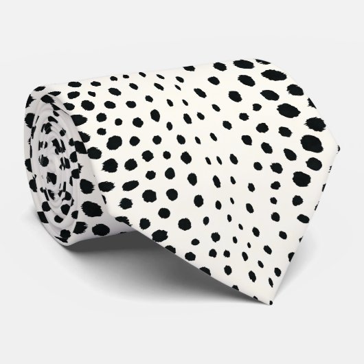 Cravate Chic noir blanc cheetah imprimer motif monogramme (Roulé)