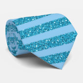 Cravate Chic Ocean Blue Glitter Style Horizontal Stripes (Roulé)