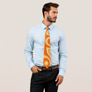Cravate Chic Orange Retro Liquid Swirl Aesthétique Super