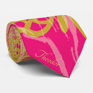 Cravate Chic Papillon d'or Fuchsia