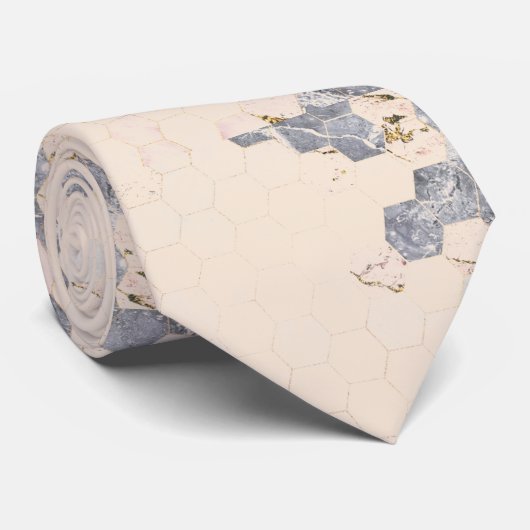 Cravate Chic Peach Honeycomb Hexagon Motif (Roulé)