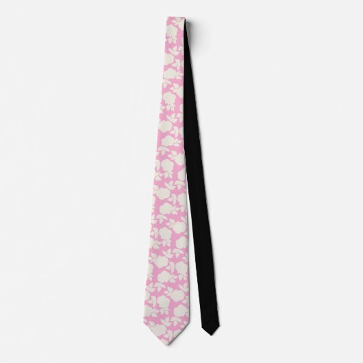 Cravate Chic pink &white floral pattern (Devant)