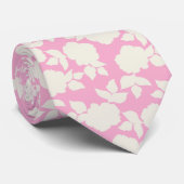 Cravate Chic pink &white floral pattern (Roulé)