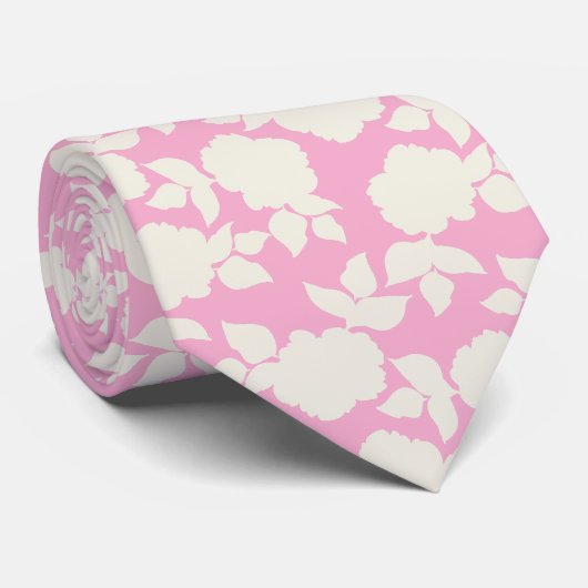 Cravate Chic pink &white floral pattern (Roulé)