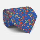 Cravate Chic Retro Floral Impression sur Blue Unisex Neckt (Roulé)