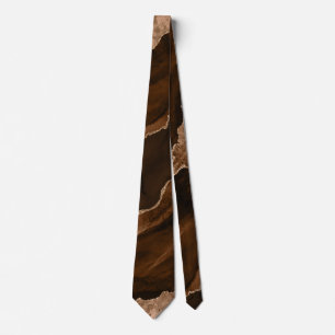 Cravate Chic Rose Brown Parties scintillant or Agate Marbr