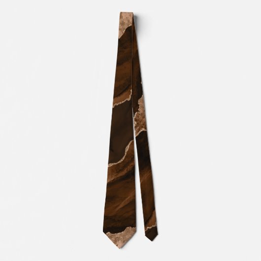 Cravate Chic Rose Brown Parties scintillant or Agate Marbr (Devant)