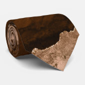 Cravate Chic Rose Brown Parties scintillant or Agate Marbr (Roulé)