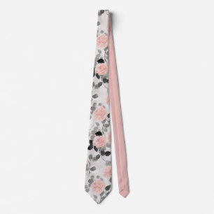 Cravate Chic Usé Floral Vintage Rose Rose Élégant