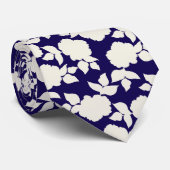 Cravate Chic vavy blue &white floral pattern (Roulé)