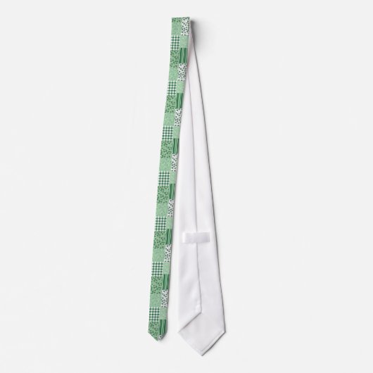Cravate Chic Vert Shamrocks Faux Patchwork Necktie (Dos)