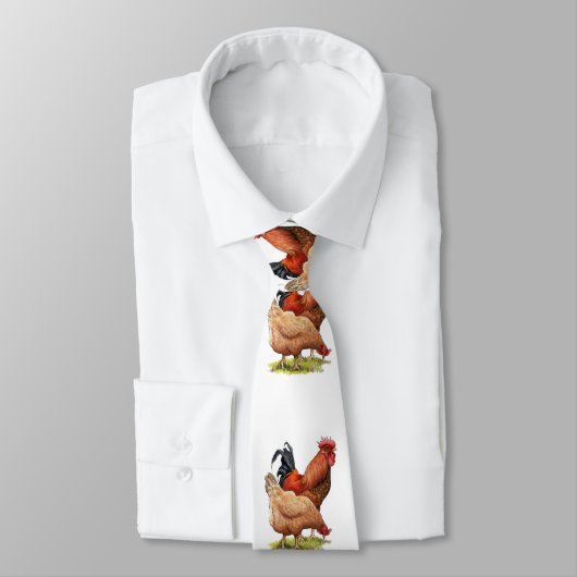 Cravate Chicken And Rooster Art, Poultry, Farm Animals (Attaché)