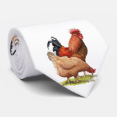 Cravate Chicken And Rooster Art, Poultry, Farm Animals (Roulé)