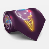 Cravate Chien à crème glacée de néon (Roulé)