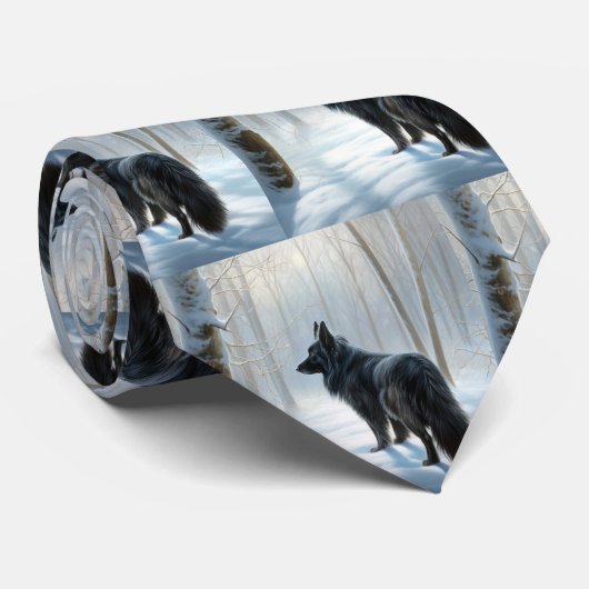Cravate Chien à neiger belge Noël (Roulé)
