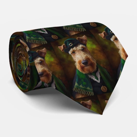 Cravate chien airedale à la St. Patrick's Day (Roulé)