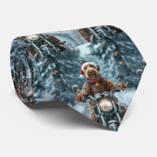 Cravate Chien Airedale à moto Noël
