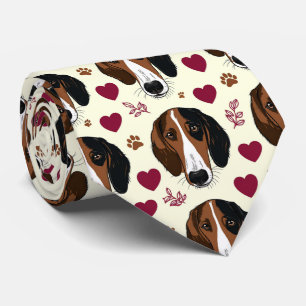 Cravate Chien American Foxhound Cœurs de la Saint-Valentin