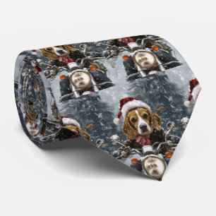 Cravate Chien Beagle à moto Noël