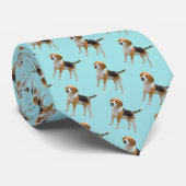 Cravate Chien beagle avec Arrière - plan bleu clair (Roulé)