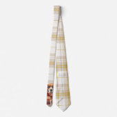Cravate Chien Beagle et plaid doré monogrammé (Dos)