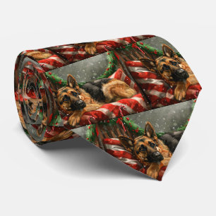 Cravate Chien Berger Allemand Noël Fêtard