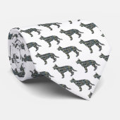 Cravate Chien berger allemand Silhouette Jaune & Bleu Blan (Roulé)
