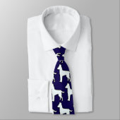 Cravate Chien Blanc Bleu Foncé (Attaché)
