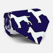 Cravate Chien Blanc Bleu Foncé (Roulé)