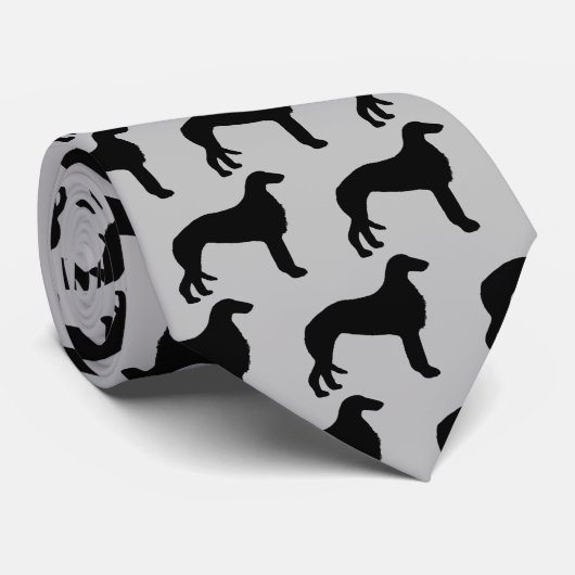 Cravate Chien Borzoi Silhouette (Roulé)