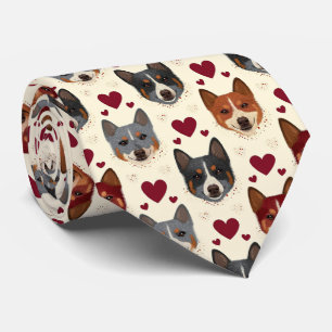 Cravate Chien Bouvier Australien Motif Cœurs de la Saint-V