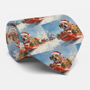 Cravate Chien Boxer en Luge Laissez Tomber la Neige Noël