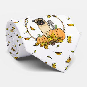 Cravate Chien Carlin d'automne (fawn) Citrouille mignon Fe