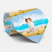 Cravate Chien Cavalier King sur la Plage (Roulé)