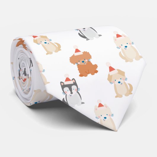 Cravate Chien Chien Père Noël Motif Cream Holiday (Roulé)