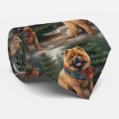 Cravate Chien Chow Chow dans la neige Noël (Roulé)