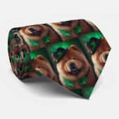 Cravate Chien Chow Chow en tenue de la Saint-Patrick (Roulé)