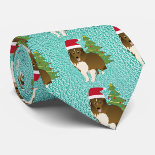 Cravate Chien de berger de Père Noël Shetland
