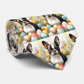 Cravate Chien de Boston Terrier avec oeufs de Pâques vacan (Roulé)