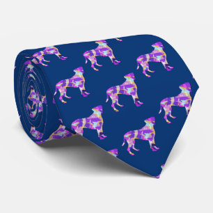 Cravate Chien de boxe Silhouette Purple Bleu Cou