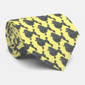Cravate Chien de caniche Silhouette Jaune et Bleu Jaune Co (Roulé)